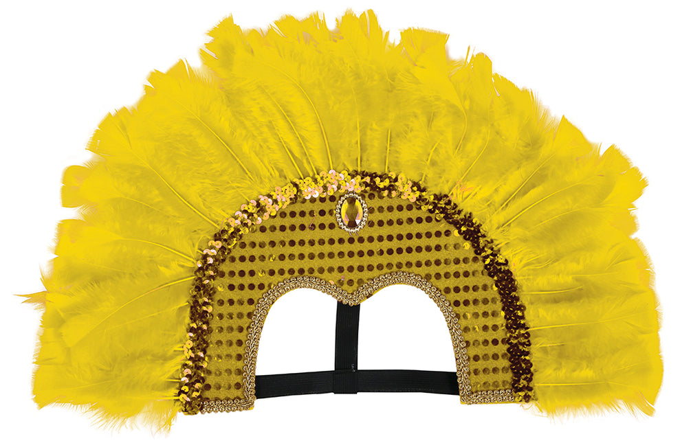 Kopfbedeckung mit Federn gelb