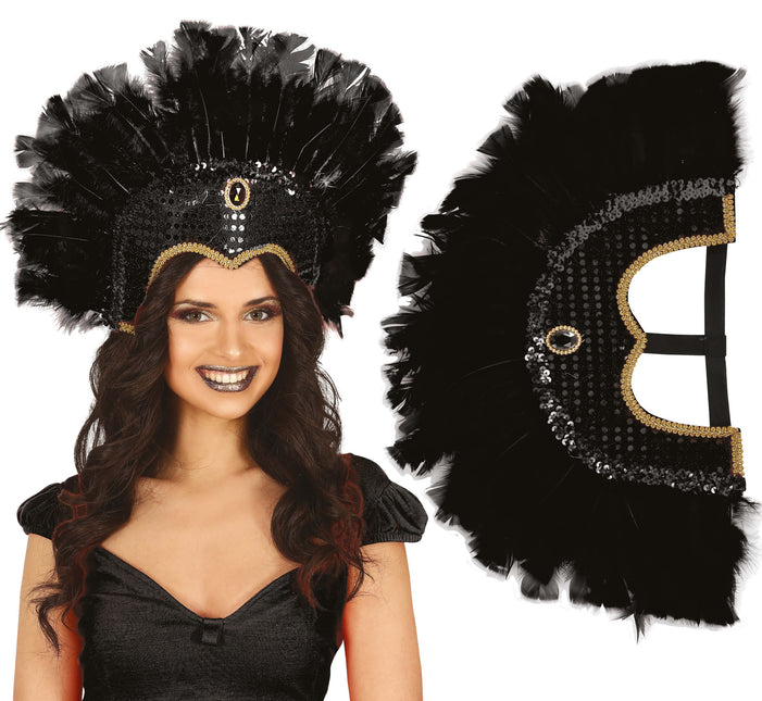 Feder Kopfbedeckung schwarz