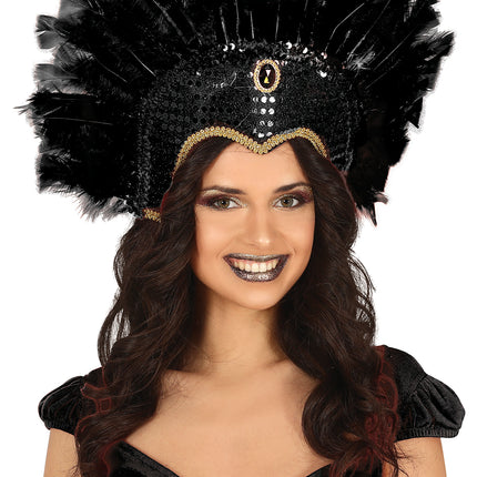 Feder Kopfbedeckung schwarz