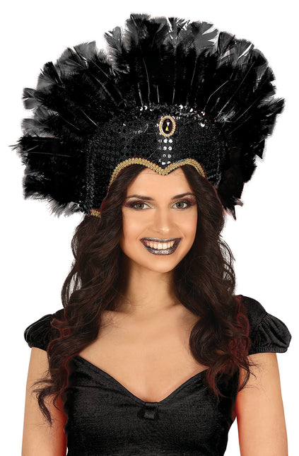 Feder Kopfbedeckung schwarz