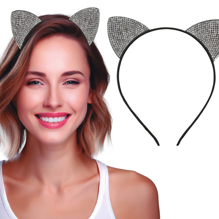 Katze Haarband Silber