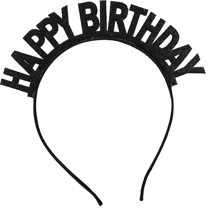 Happy Birthday Haarband Schwarz Silber