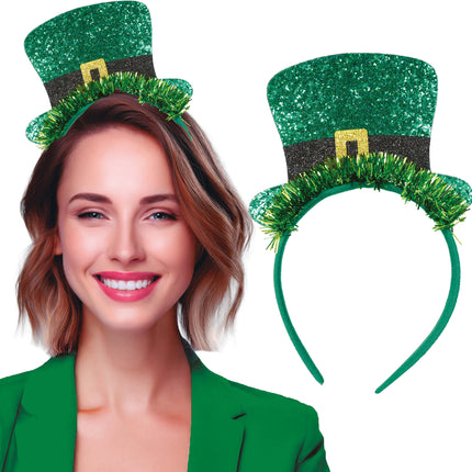 St. Patrick's Day Haarband mit Hut Glitter