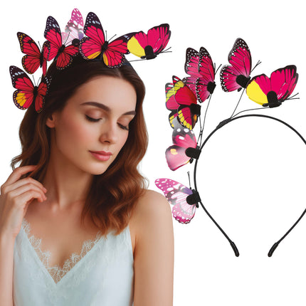 Schmetterling Haarband Schwarz Rosa