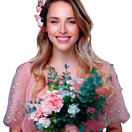 Schmetterling Haarband Schwarz Rosa