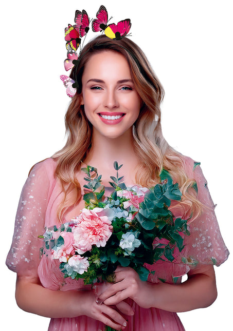 Schmetterling Haarband Schwarz Rosa