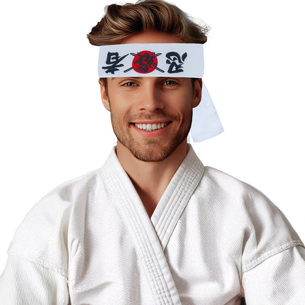 Karate Stirnband Weiß Rot