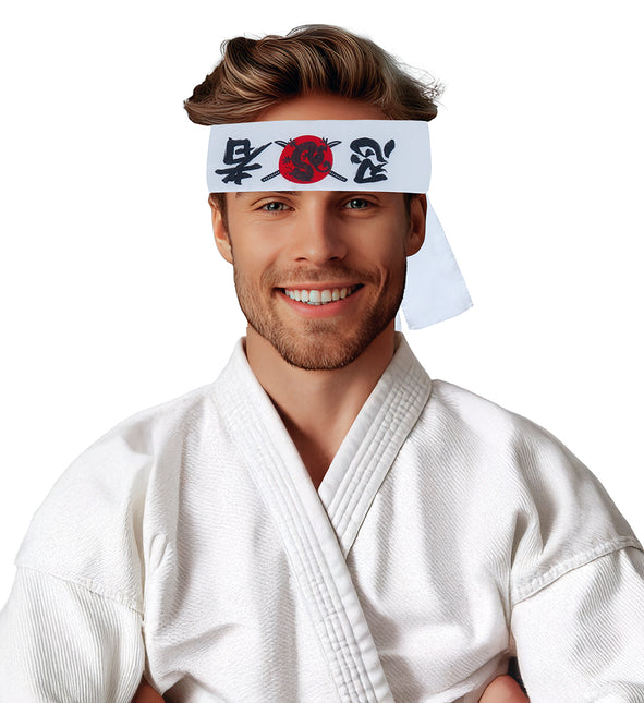 Karate Stirnband Weiß Rot