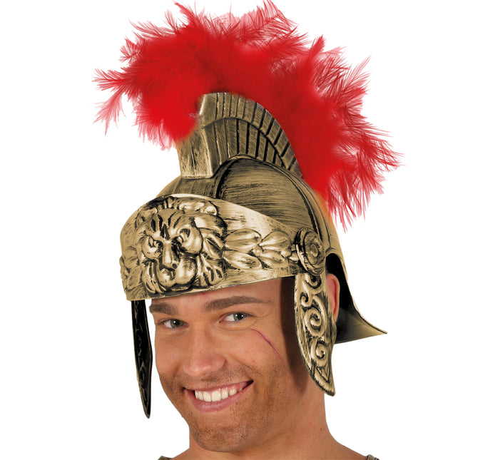 Römischer Helm Rot Gold Männer