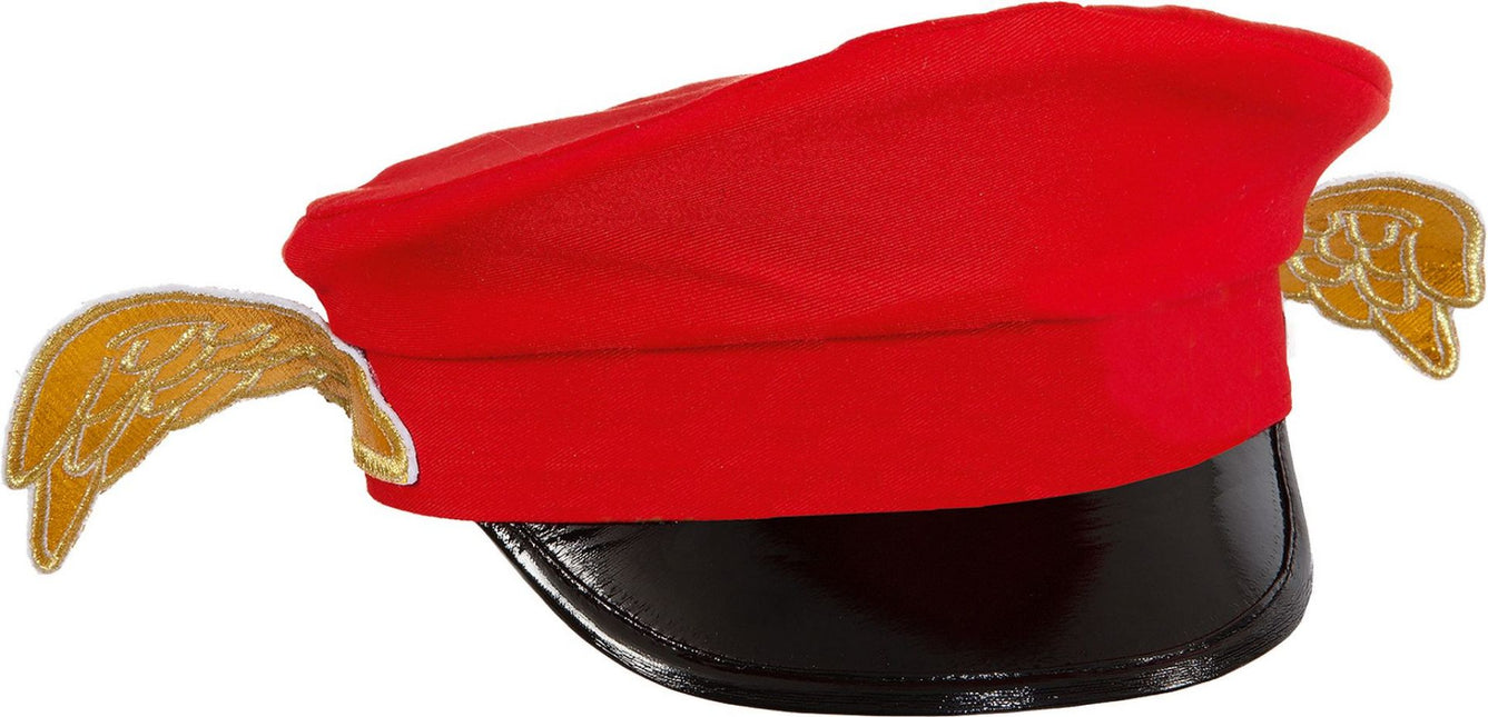Rote Mütze mit Flügeln