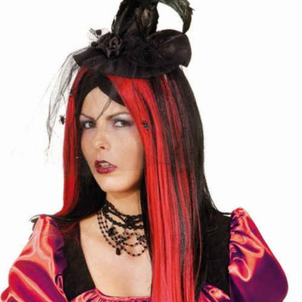 Halloween-Hexenhut, schwarz, Mini, mit Spinne