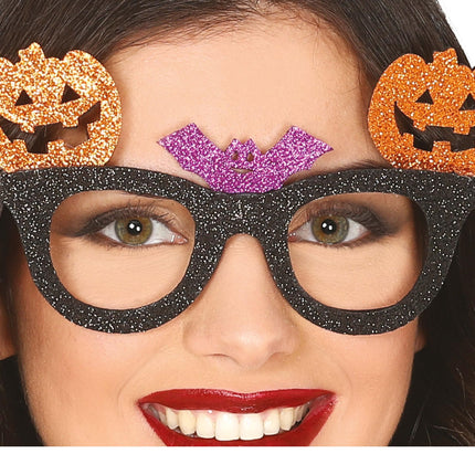 Halloween Brille Kürbis Glitzer