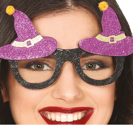 Halloween-Brille Hut Glitter