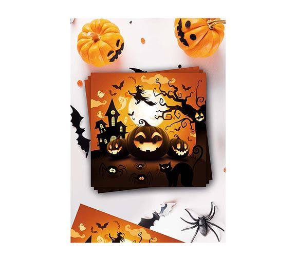 Halloween Servietten Kürbis 33cm 12 Stk.