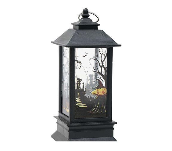 Schwarze Halloween Laterne mit Licht 12,5cm