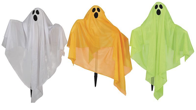 Halloween Gartendekoration 3 Geister mit Licht 90cm