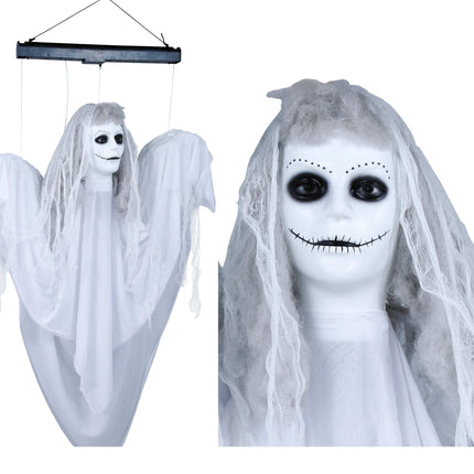 Halloween Hängende Dekoration Geist mit Licht und Ton 1,2m