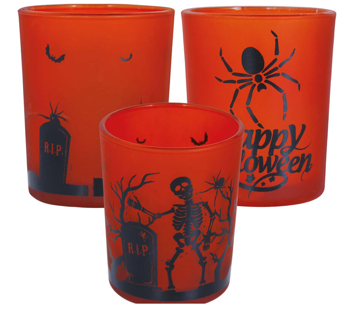 Orangefarbene Halloween-Tassen Happy Halloween