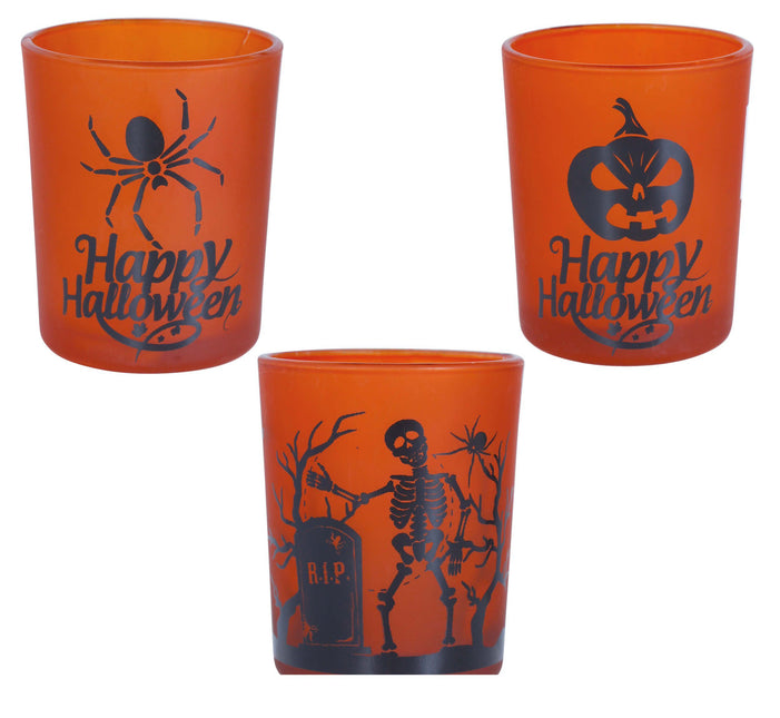Orangefarbene Halloween-Tassen Happy Halloween