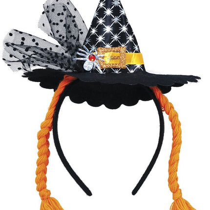 Halloween Haarband Mini Hexenhut Orange Zöpfe