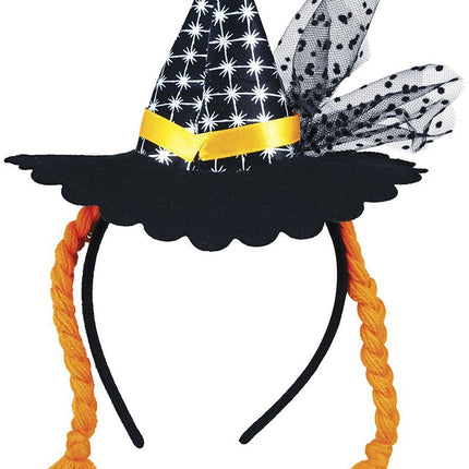 Halloween Haarband Mini Hexenhut Orange Zöpfe
