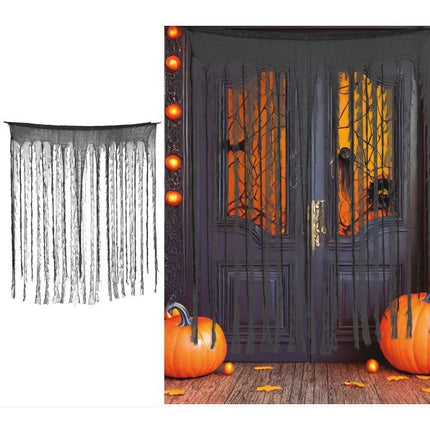 Halloween Vorhang Schwarz/Grau 1,9m