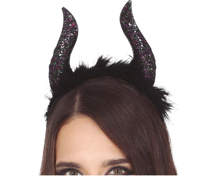 Halloween Tiara Glitzer Hörner