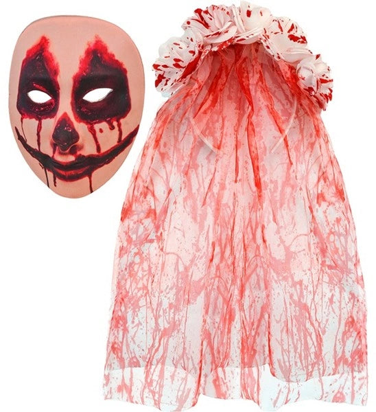 Blutige Brautmaske mit Schleier