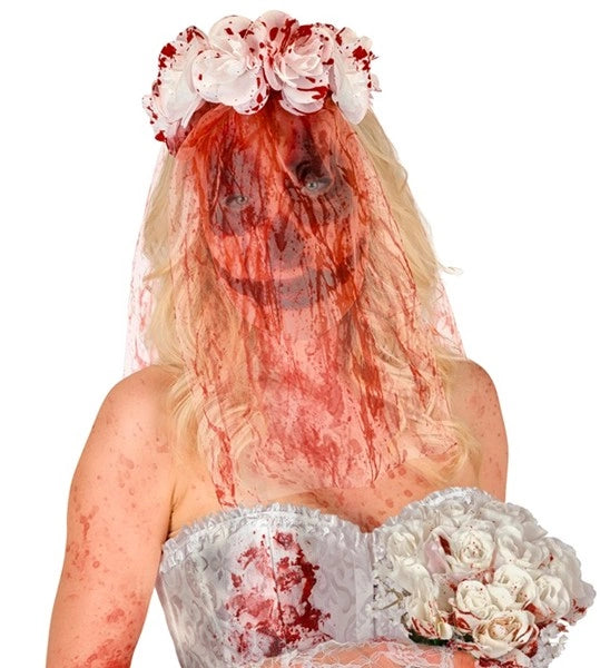 Blutige Brautmaske mit Schleier