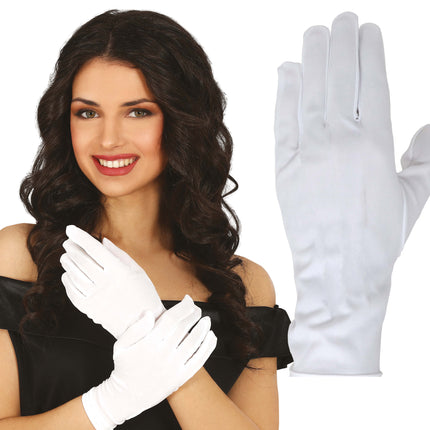 Weiße Handschuhe Polyester 24cm