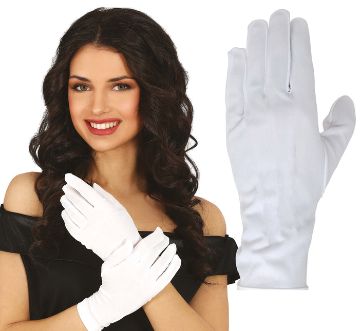 Weiße Handschuhe Polyester 24cm