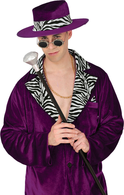 Schwarzer Silber Gehstock Diamantknauf 85cm