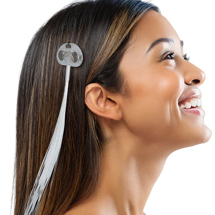 Neonlila Haarverlängerung mit Licht 30cm