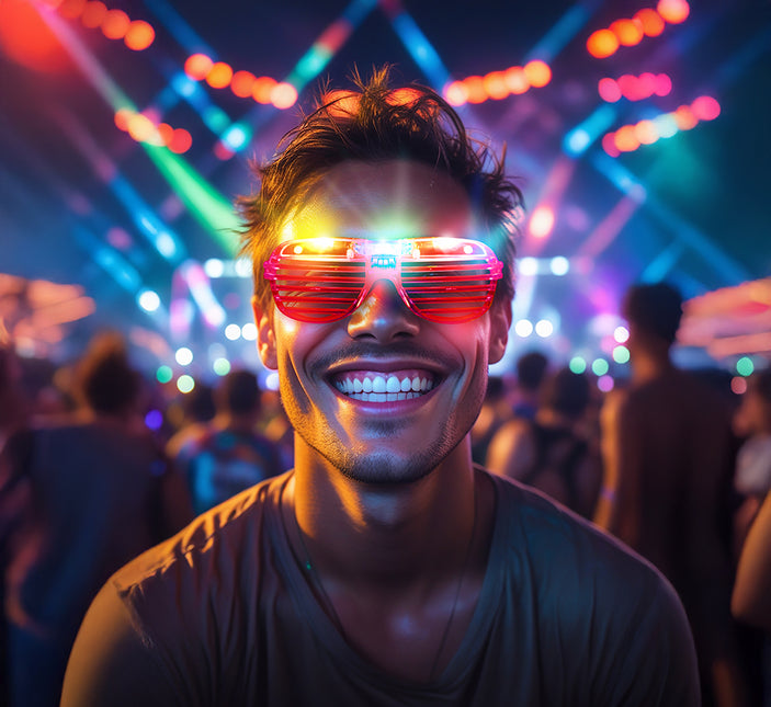 Rote Brille mit Licht