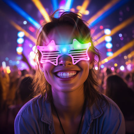 Sternenbrille Rosa mit Licht