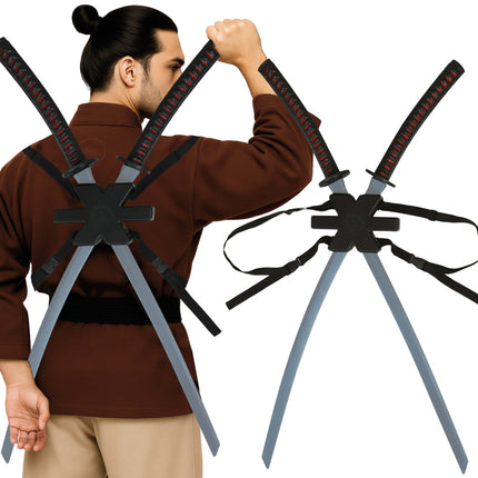 Schwarzes Fake-Schwert Samurai 95cm 2Stück