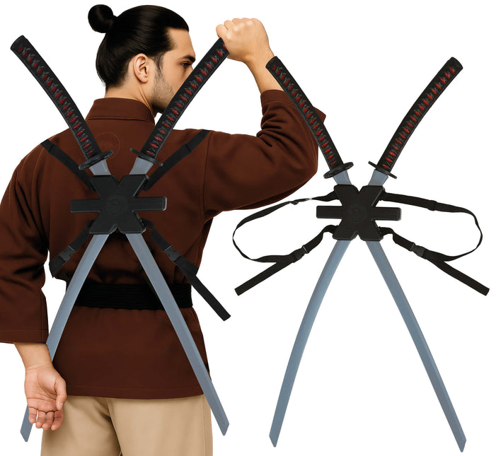 Schwarzes Fake-Schwert Samurai 95cm 2Stück