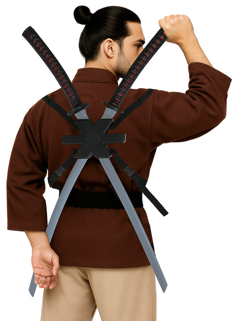 Schwarzes Fake-Schwert Samurai 95cm 2Stück