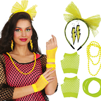 Neon 80S Accessoire Set Gelb 5 Stück