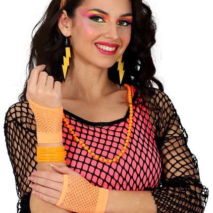 Neon 80S Accessoire Set Orange 5 Stück