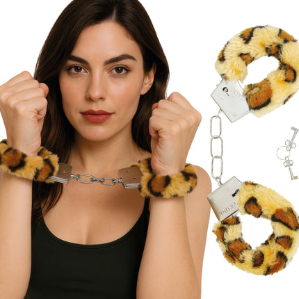 Leopard Handschellen Braun Beige