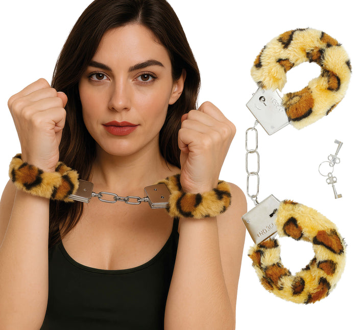 Leopard Handschellen Braun Beige