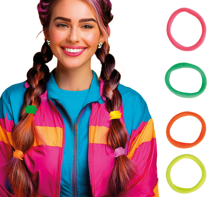 Beutel mit 5 sortierten Neon-Haarbändern