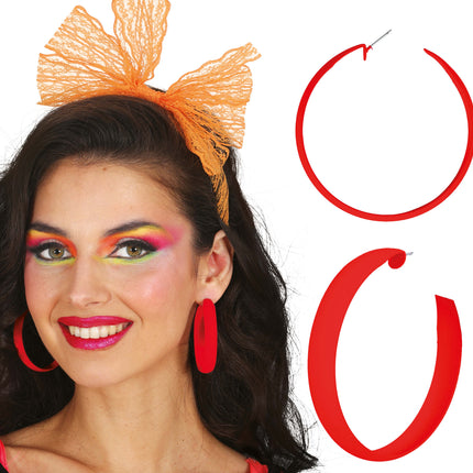 Neon Reif-Ohrringe rot