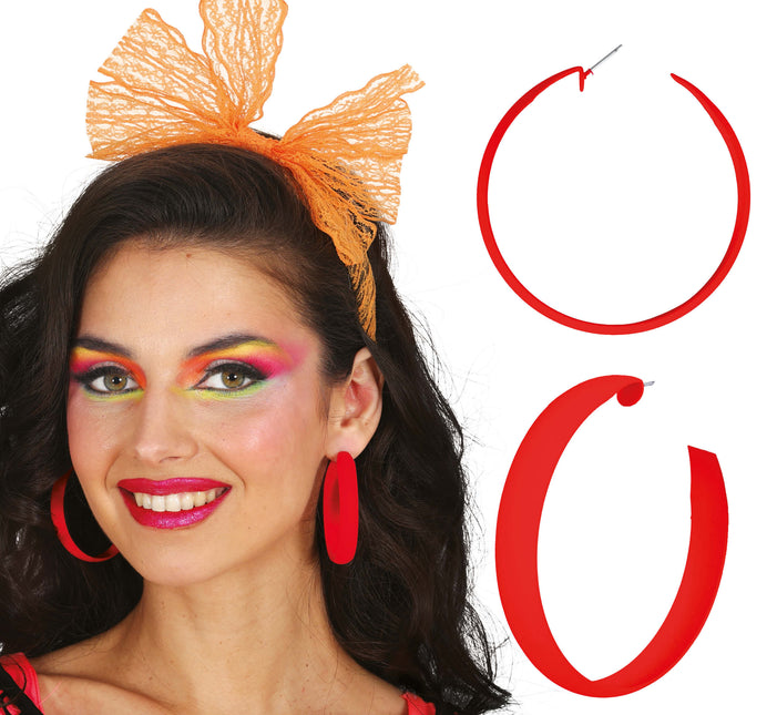 Neon Reif-Ohrringe rot