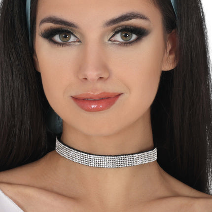 Schwarz-Silber-Halskette mit Glitzer