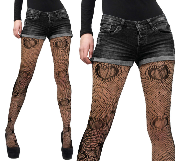 Schwarze Strumpfhose mit Herzen