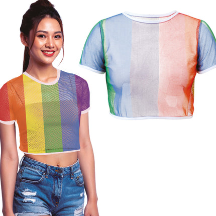 Regenbogen-Netz-T-Shirt