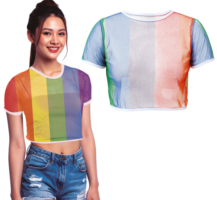 Regenbogen-Netz-T-Shirt