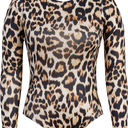 Leopard Body Suit Braun Beige Damen